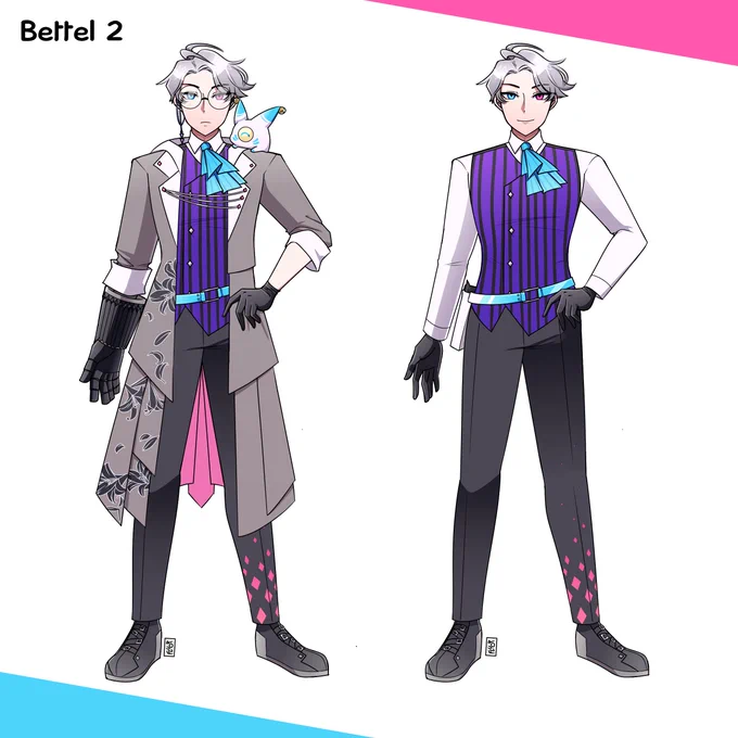 [#Bettelful / #Bettel2Drip] a design for my oshi something a little academic, vaguely fantasy scientist, maybe he's been on his own kinds of adventures? twt is weird with transparent BG, so here's the drive  
