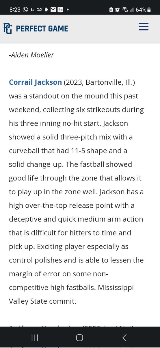 <a href="/ValleyStateBSB/">Valley State Baseball</a> commit @corrail3 has improved every week in the <a href="/IowaPG/">Perfect Game Iowa</a> Spring league. <a href="/AdidasAsBSB/">Adidas A’s</a> <a href="/PGIASelect/">Iowa Select Baseball</a> <a href="/MBPTakeover/">Minority Baseball Prospects</a>