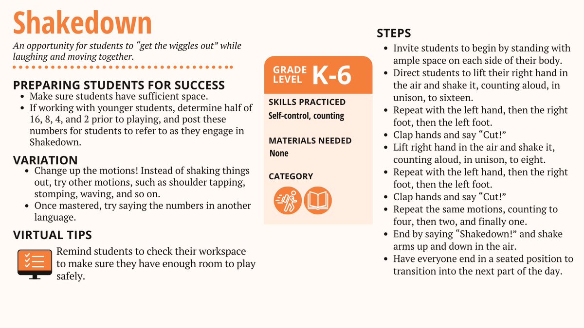 Get out your students’ excess energy while they practice social-emotional skills with this Shakedown energizer! Get your copy of 50 More Energizers! Purposeful Play That Leads to Learning today bit.ly/3QumNmt