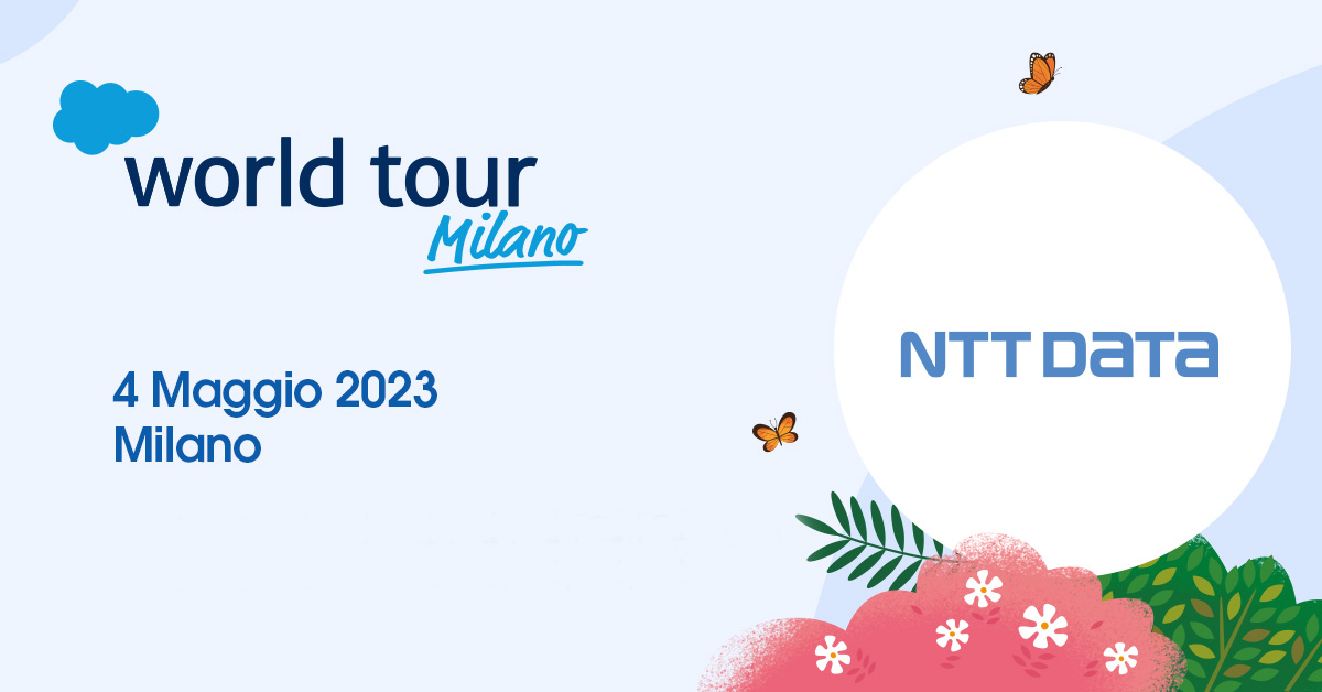 devid_v's tweet photo. Il 4 maggio saremo tra i protagonisti del #SalesforceWorldTour Milano! Vieni a trovarci allo stand di #NTTDATA Italia e ascolta le opinioni dei nostri esperti durante la sessione “Le sfide della #GreenEconomy con Net Zero Cloud”. 
Registrati qui 👉 … https://t.co/ntItAwfjR9