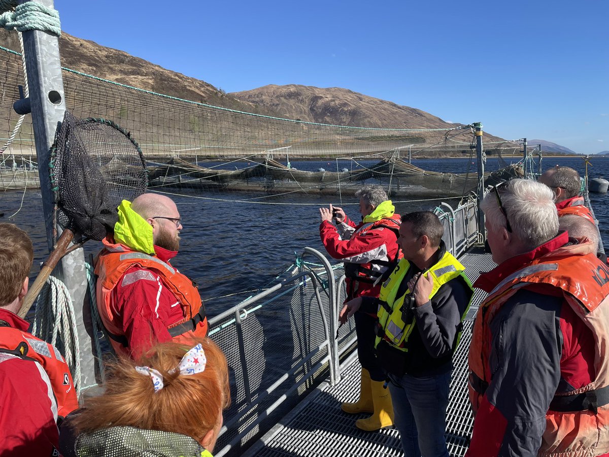 ScotlandSalmon's tweet photo. This time last week we were pleased to host a delegation from @DefraGovUK who visited Salmon Scotland members @MowiScotlandLtd at their Gorsten marine farm and their Blar Mhor processing plant near #FortWilliam, and @DFDSScotland’s seafood distribution hub at #Larkhall. https://t.co/O1A9H7hX8p