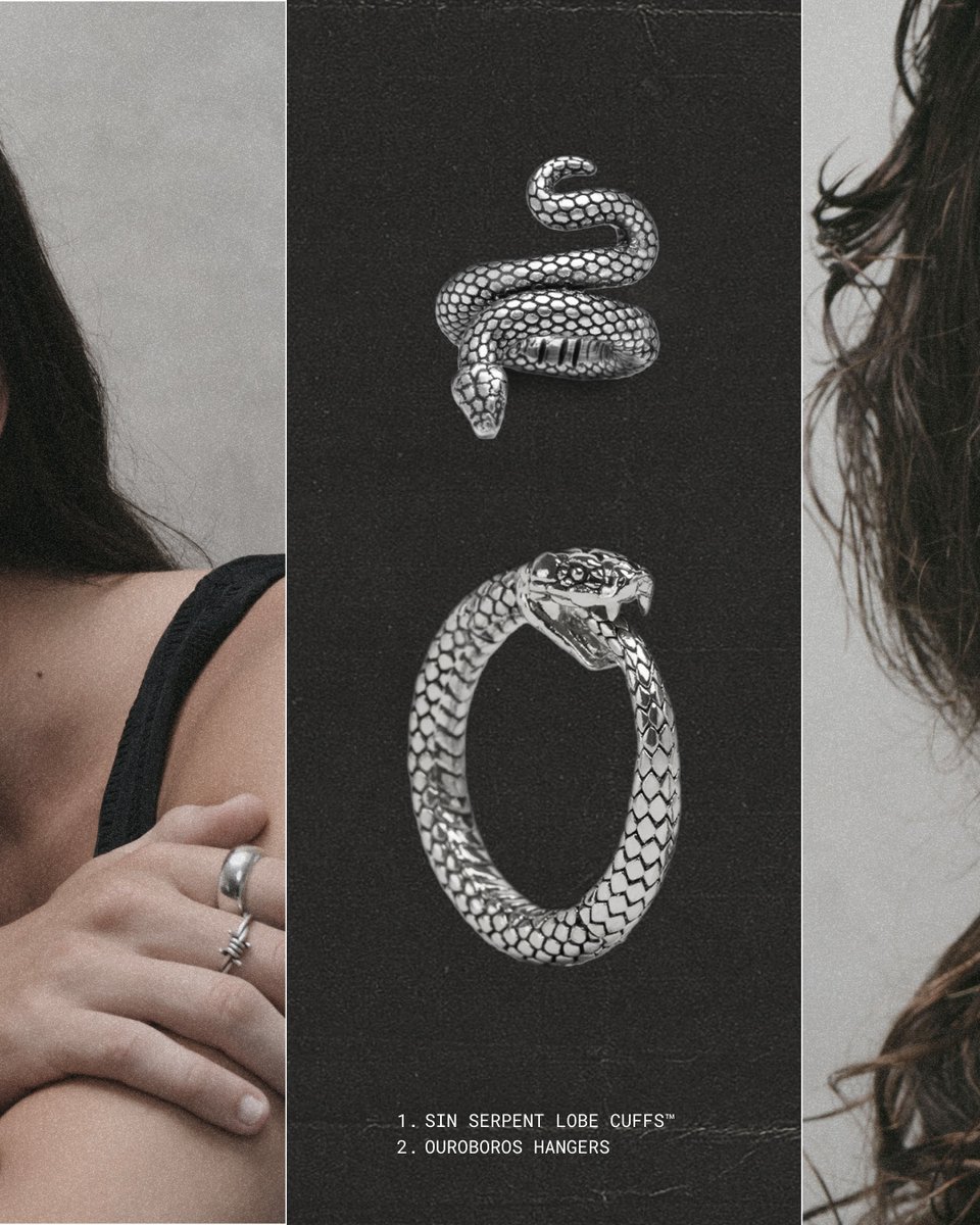 AskEmblaStore's tweet photo. We're captivated by our favourites - swipe to see our collection of serpent and chain-themed pieces for both standard and stretched piercings.

Add them to your collection at https://t.co/aTwOQOx4Qm.

-

#askandembla #askemblastore https://t.co/M8ZJKGlBfF