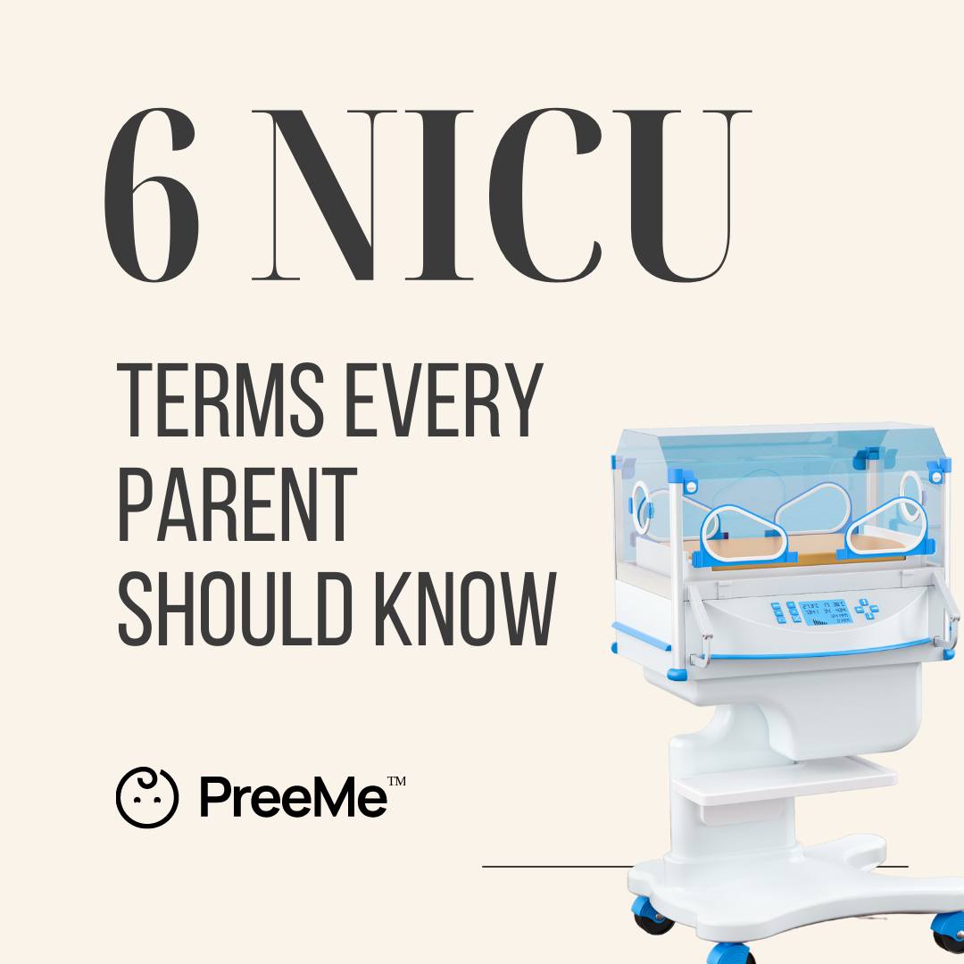 PreeMeandYou's tweet photo. There's no question that the NICU is a scary place for families. But learning some commonly used NICU terms can help alleviate your families' NICU journey's stress and anxiety. Read our list https://t.co/T7FObdNeqy https://t.co/3LppY3x3Lv
