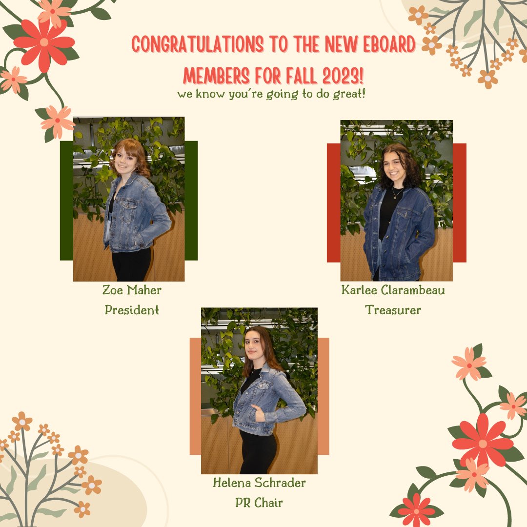 Congratulations to our new eboard members for fall 2023! We are so excited and know you all will do great!!💜✨