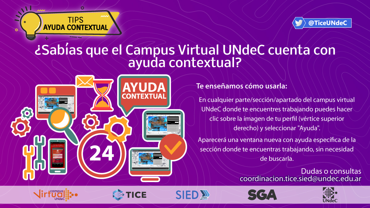 TiceUndec's tweet photo. ¿Sabías que el Campus Virtual UNdeC cuenta con ayuda contextual?
#TipsTICE
#SomosTICE
#UNdeC https://t.co/91XzDIkrun