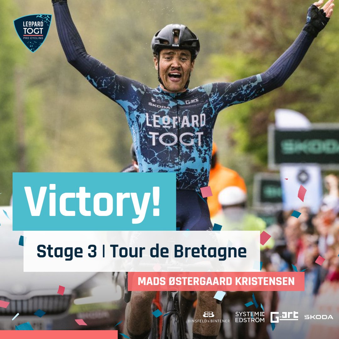 LeopardTOGT's tweet photo. 🏆 YES. 🇩🇰 Mads Østergaard Kristensen wins stage three of the @tourdebretagne!

REMEMBER. THE. NAME.

#leopardtogt #trueracing
📸 #TourdeBretagne https://t.co/Ug01ORppto