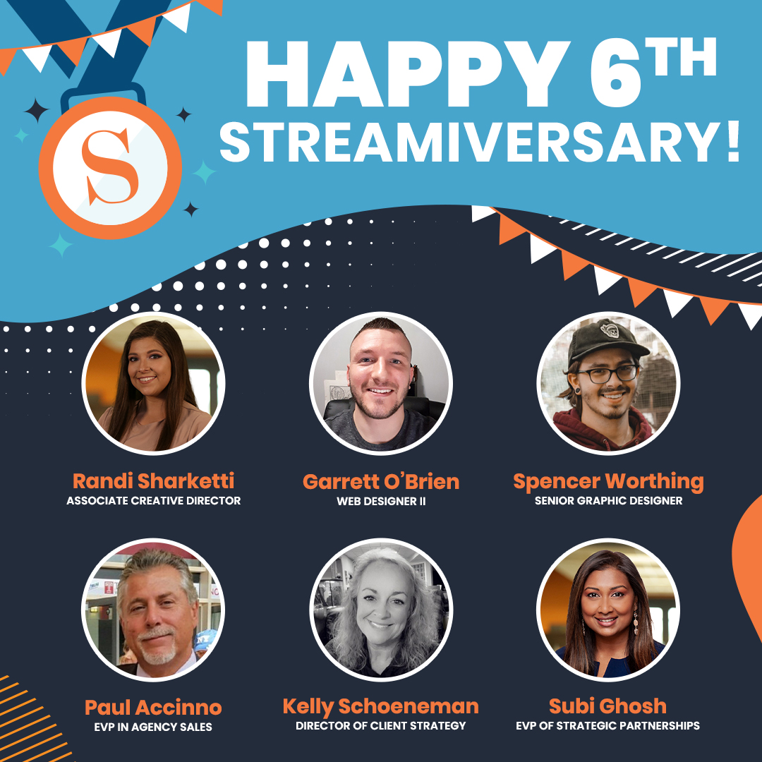 StreamCompanies's tweet photo. Happy 6 Year Streamiversary to these awesome members of the #StreamTeam.
#StreamCompanies #MarketingAgency #AdvertisingAgency #Streamiversary #workanniversary https://t.co/d7y83oApBR
