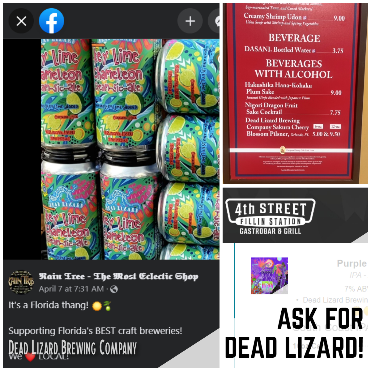DeadLizardBrew's tweet photo. We are grateful to all the wonderful businesses that support local craft beer! 4th St. Filling Station, Rain Tree Gifts, Japan Pavillion at EPCOT, Mr. Brews Taphouse, Regency Wine &amp; Liquor, &amp; so many more! Find us at: https://t.co/lmMqA8C3KY
#deadlizardbrewing #thankfulthursday https://t.co/Ugy2LbwqJi