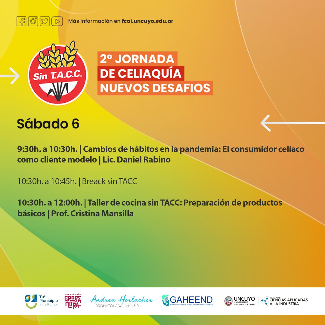 FCAI_UNCuyo's tweet photo. 2° JORNADA DE CELIAQUÍA: NUEVOS DESAFÍOS✅

👉Escaneá el QR para descargar el cronograma

Desde el Viernes 05 al Sábado 08 de Mayo 2023

#SomosFCAI https://t.co/LCAKF7Cl3O