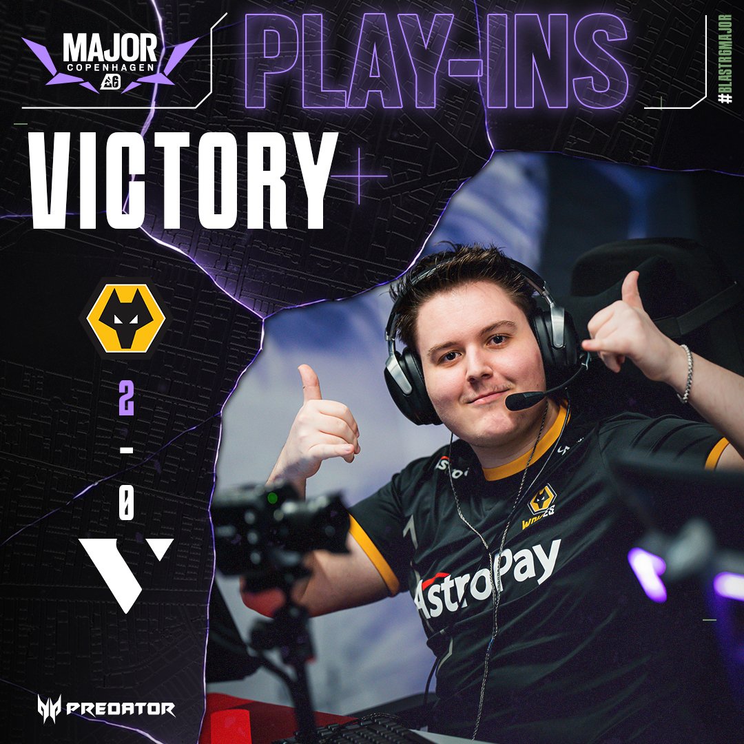 R6esports_FR's tweet photo. Aprรจs une petite dรฉconvenue face aux @w7mesports, les @WolvesEsports finissent tout de mรชme par se qualifier en phase 2 du #BLASTRMajor grรขce ร leur victoire face ร
@_VARREL ! ๐คฉ https://t.co/A0IF0oIqqJ