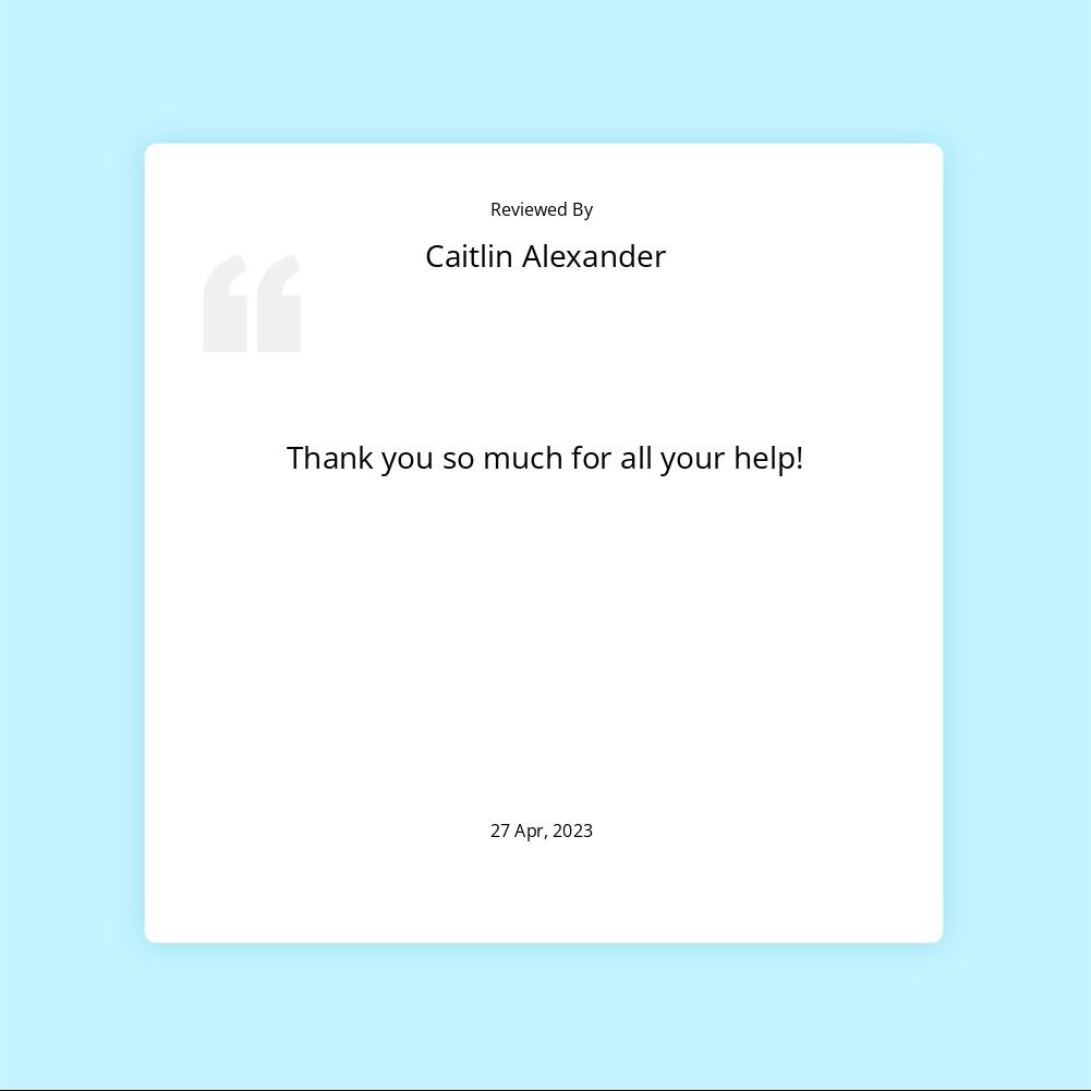 5-star response from Caitlin Alexander