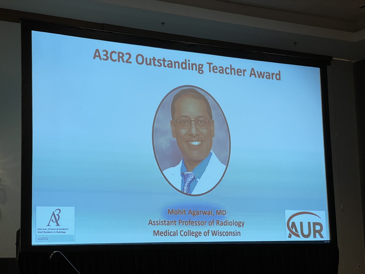 RadChiefs's tweet photo. Congratulations to @MohitAgNeurorad on your A3CR2 Outstanding Teacher Award! Your mentorship and teaching has reached so many of our radiology learners!

#AUR23 #radres @thecortexclub @MCWRadiology @AURtweet https://t.co/wGzGtbqYCN