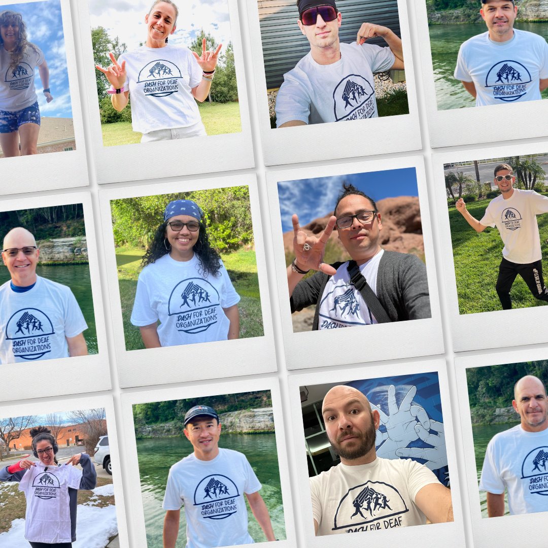 DeafOrgsFund's tweet photo. These awesome Dash ambassadors are rocking their Dash t-shirts! Those who signed up for the Dash in support of our Deaf Organizations Fund will get yours later in May, along with a medal to commemorate this special accomplishment 🙌 😃 https://t.co/xU2IeEuJvI