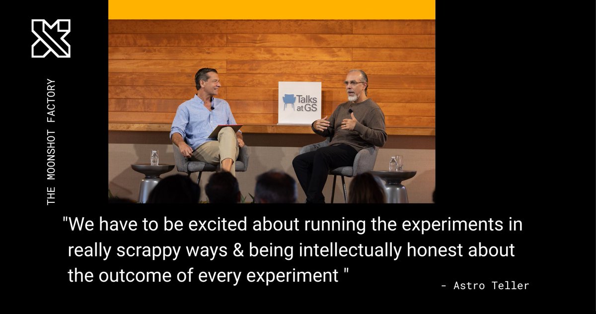 Theteamatx's tweet image. X&apos;s Captain of Moonshots @astroteller and George Lee discuss how to supercharge moonshot discovery through scrappy experiments and tight learning loops. #TalksAtGS goldmansachs.com/insights/talks…