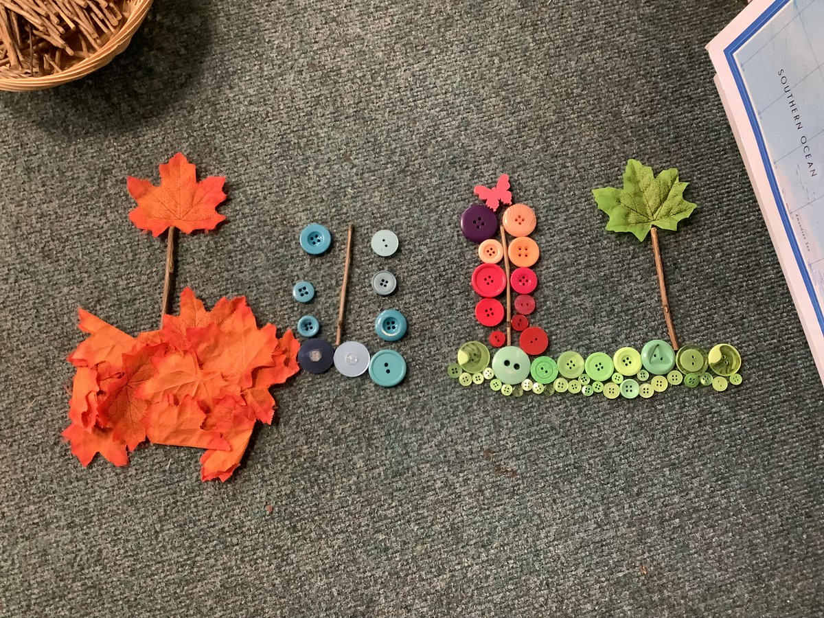 What looks like a simple use of loose parts is actually a child independently revisiting learning around seasons and how they change covered in a  topic from back in the autumn term. The power of continuous provision in action #MeavyFamily #Dartmoor #EYFS #continuousprovision