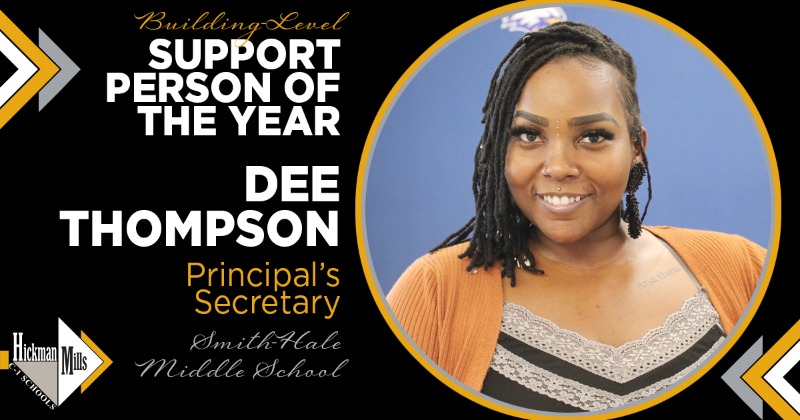 An outstanding team player &amp; leader, building-level Support Person of the Year for @HMC1_SmithHale, Dee Thompson works to build relationships. Her principal writes, "It is a joy to work with her as she works to support our students, staff &amp; parents." Congrats! #HMC1Proud