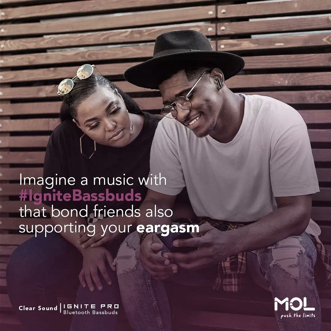 Music can helo you bond with friends.
Now, what if you now have the best bassbuds with:

• Up to 5 days usage
• Heavy Bass
• IPX 4 Water Proof
• SIRI VOICE ASSISTANCE 

You are just good to go

#music #mobilephoneaccessories #fun#Molgadget #pushthelimits #ecommerce #ios