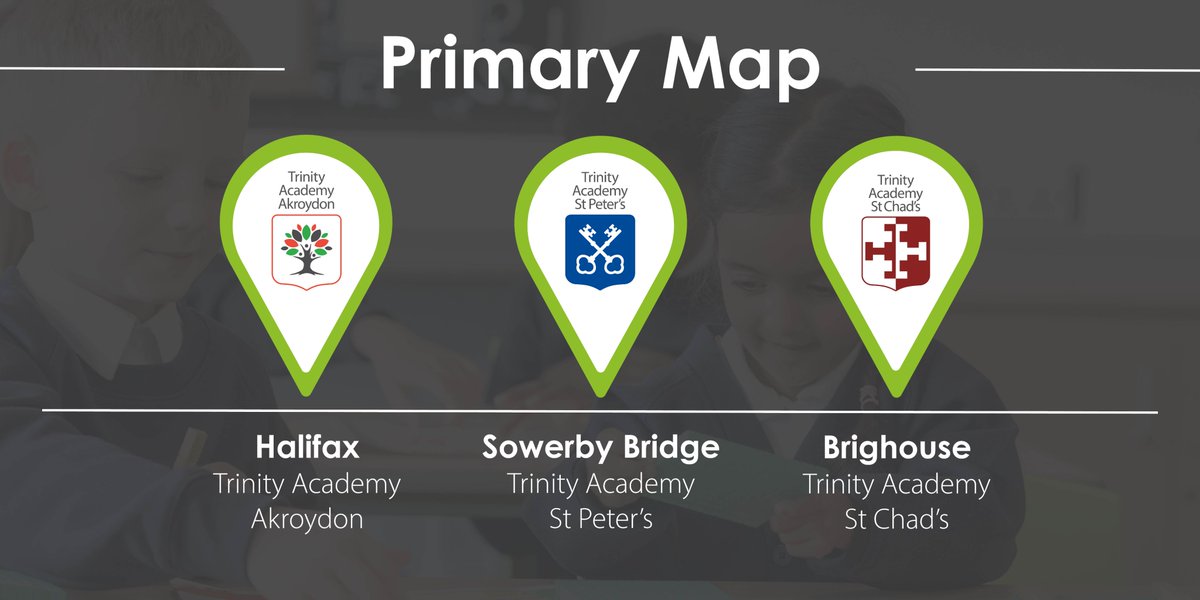 Do we have a primary academy near you? 🗺️📍 The #TrinityMAT journey starts here! 

We currently have academies across Halifax, Sowerby Bridge, and Brighouse that offer our excellent Trinity education 🙌💚

#halifaxwestyorkshire #sowerbybridge #brighouse