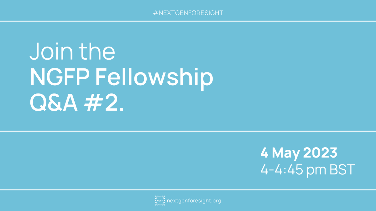 nxtgenforesight's tweet photo. Want to improve your #NGFPFellowship application? Our NGFP Team and expert panel of Judges are here to help with insights and advice. Join our 2nd Q&A this 3 May. Register here now: https://t.co/d7MVd0XIW1 #nextgenforesight #NGFP2023 https://t.co/XDLR5sA7ob