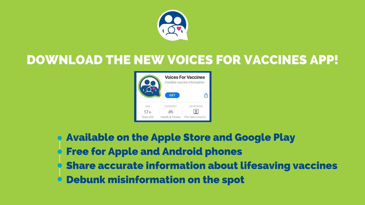 Voices for Vaccines’ app helps you debunk misinformation. 

Download our app from the App Store: apps.apple.com/us/app/voices-… #voicesforvaccines #whyivax