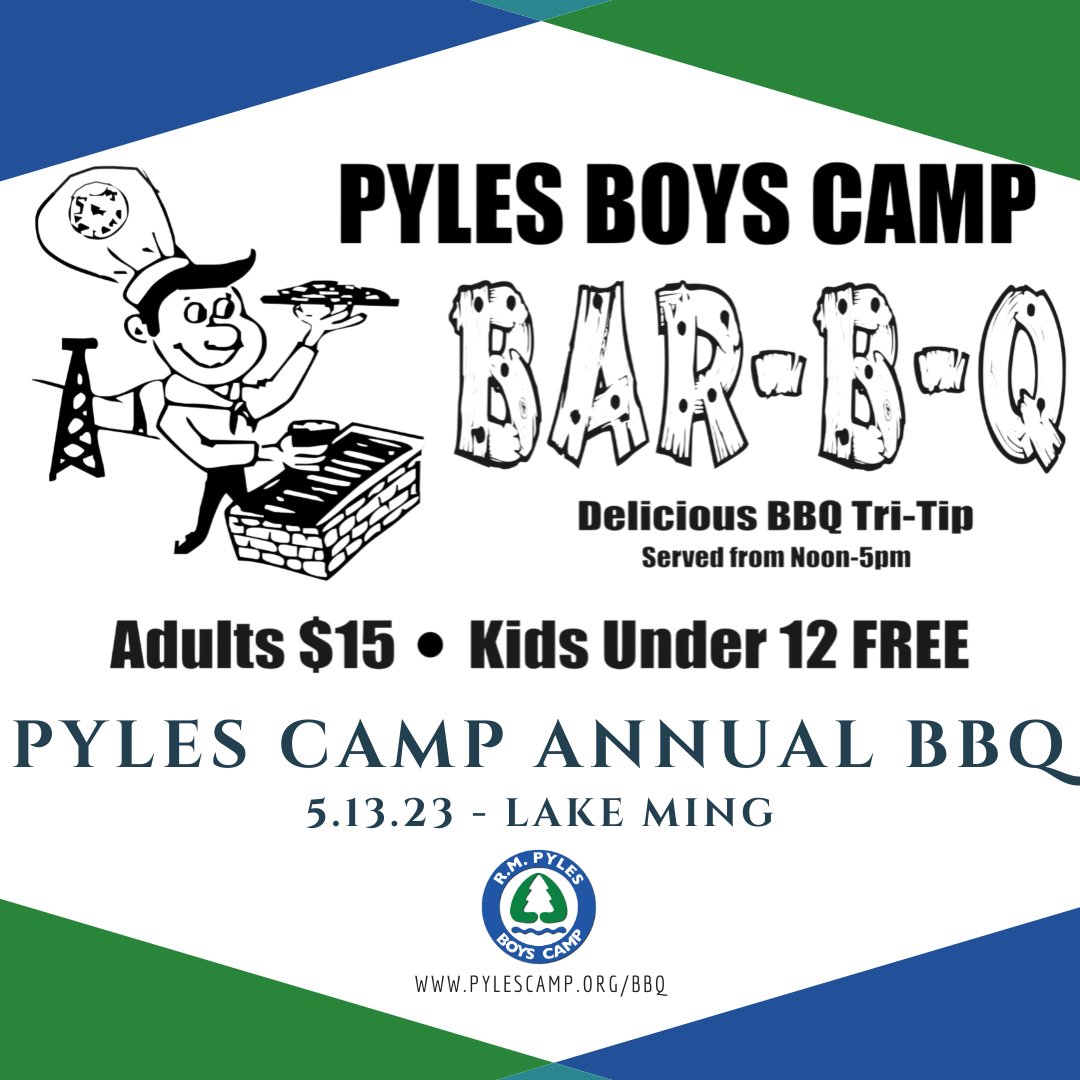 The annual Pyles Boys Camp BBQ will be held Saturday, May 13, 2023, at the R.M. Pyles Boys Camp Kern River Group Picnic area from noon until 5pm. 

Join us for a fun, family-friendly event that supports a great cause!