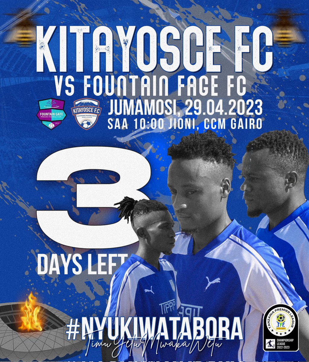 taboraunitedfc's tweet photo. #Just3DaystoGo🤟
Zimebakia siku 3️⃣ za kuleta heshima Tabora na Tanzania😇
Nyuki wa Tabora tujitokeze kwa wingi kumalizia kazi iliyobaki💪🏽
#Bees4life💙 | #HoneyBeeVenom | #NyukiWaTabora🐝™ https://t.co/ZPZj5NysmW