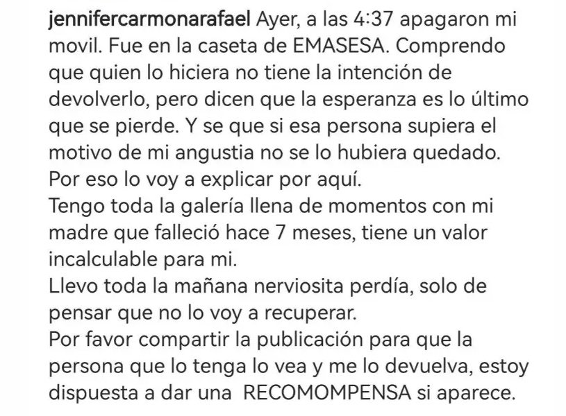 Jennifer perdió ayer su móvil en una caseta de la Feria de Abril. Para Jennifer es muy importante por todo el contenido que hay en el. Dicen que la Feria es mágica, hagamos magia 🙏