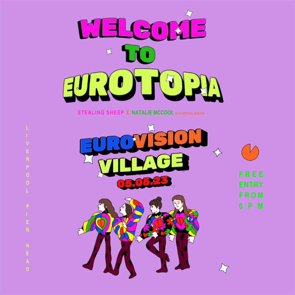 #WelcomeToEurotopia! ✨ Local musicians @NatalieMcCool & @stealingsheep will lead a line-up of hometown all-stars and Ukrainian artists at Eurovision Village on 5 May! ➡️ visitliverpool.com/event/welcome-…