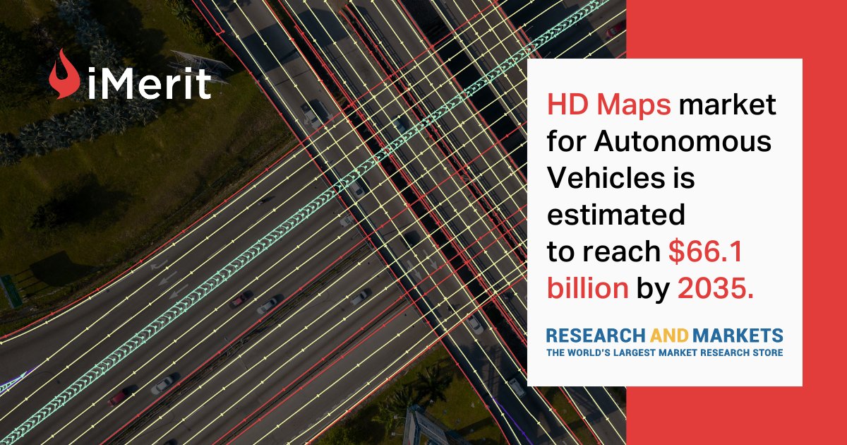 iMeritDigital's tweet image. The #HDmaps market for #AutonomousVehicles was valued at $3.7 billion in 2025 and is estimated to reach $66.1 bn by 2035. 

Our data experts develop HD maps and provide high-quality data to autonomous vehicle companies. Learn more: hubs.ly/Q01MZ7Wt0 

#HDMapping #mapping