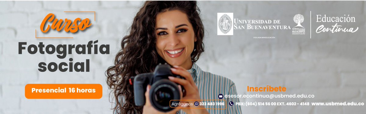 doctoradopsicol's tweet photo. La Universidad de San Buenaventura seccional Medellín, te invita a participar del Curso “Fotografía Social” respaldado por la Facultad de Psicología con su amplia trayectoria. 
Preinscríbete
https://t.co/NVjqgoCjlu
Más Información
https://t.co/IzJA7pwZzA https://t.co/jrNHSM7zwr