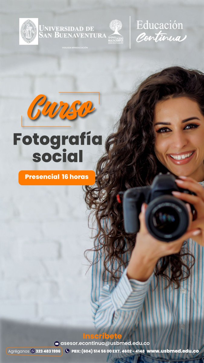 doctoradopsicol's tweet photo. La Universidad de San Buenaventura seccional Medellín, te invita a participar del Curso “Fotografía Social” respaldado por la Facultad de Psicología con su amplia trayectoria. 
Preinscríbete
https://t.co/NVjqgoCjlu
Más Información
https://t.co/IzJA7pwZzA https://t.co/jrNHSM7zwr
