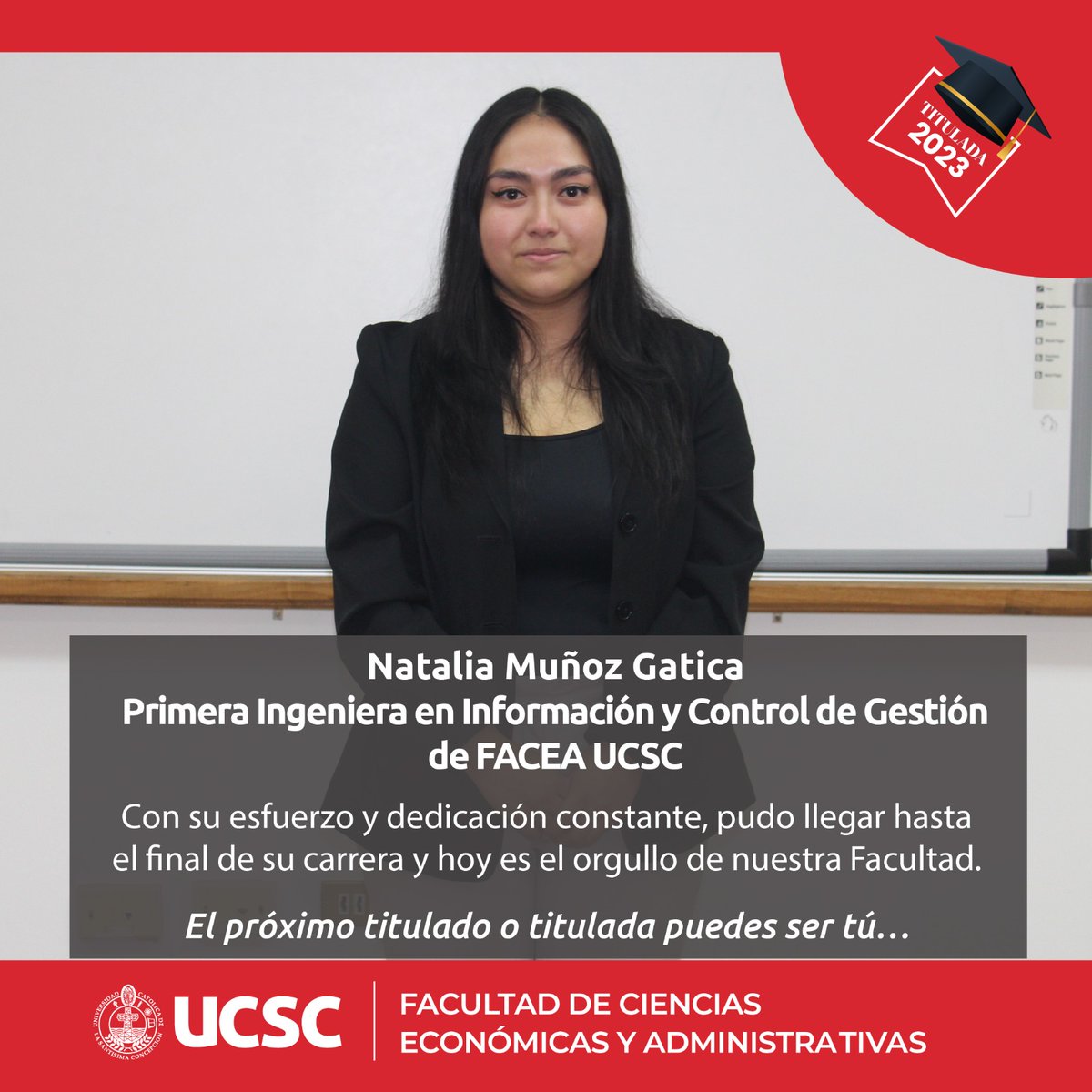 faceaucsc's tweet photo. 👏👏👏 Felicitamos a las dos primeras tituladas de la carrera de Ingeniería en Información y Control de Gestión de #FACEAUCSC, Constanza Vergara y Natalia Muñoz👩🎓. Muchas felicidades y todo el éxito para ellas💪💪💪.
@ucscconcepcion @srtilleria @fozv #UCSC #UCSCConcepción #IICG https://t.co/S9WyZom00S
