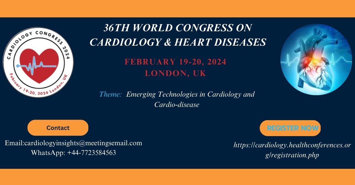 #Cardiology Save the date! Cardiology Congress 2024 is happening on February 19-20 in London, UK. Top cardiologists, participate in interactive Event, and gain valuable insights. web:cardiology.healthconferences.org #Cardiology #LondonUK #HeartCare #CardioHealth'