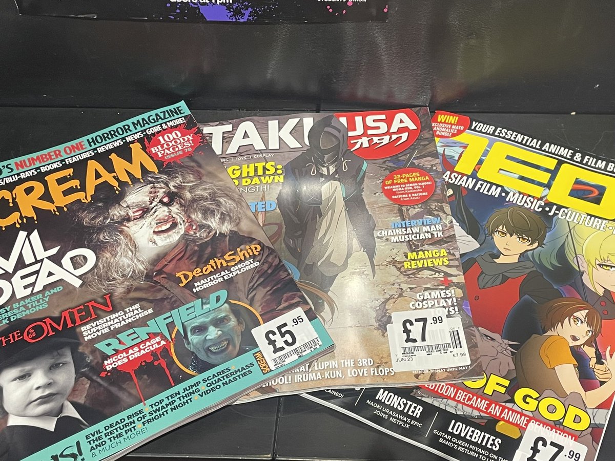 hmvhighwycombe's tweet photo. New anime and horror magazines in store today @Otaku_USA @NEO_Magazine #otaku #neo #screammagazine #magazine https://t.co/LVonWKGoYL