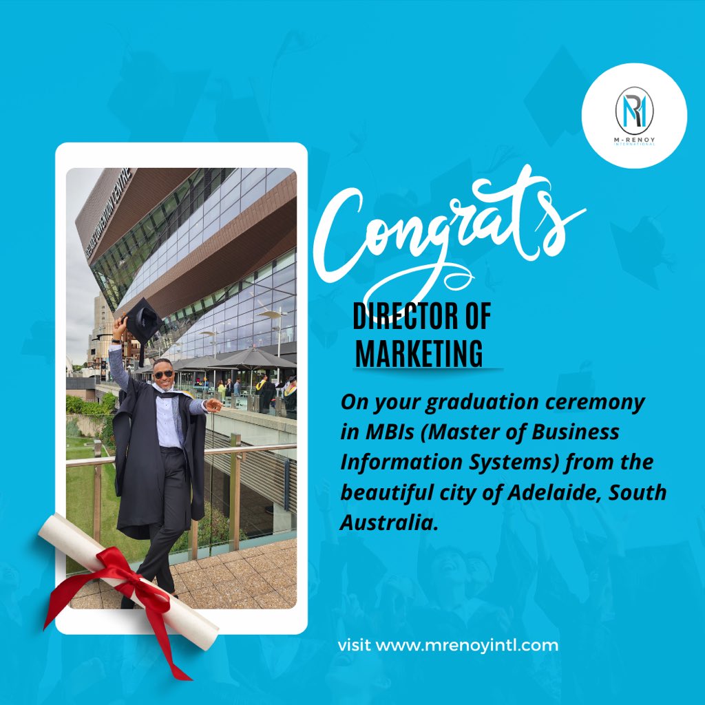 mrenoyintl's tweet photo. 🎉 🎉 Congratulations are in order! We are thrilled to announce that our Director of Marketing has successfully graduated from the beautiful city of Adelaide, in South Australia. 🇦🇺
#koningsdag #NewMovieAlertDaniel #finalbbb23 #MaskSinger #studyabroad https://t.co/LQj81kdxR3