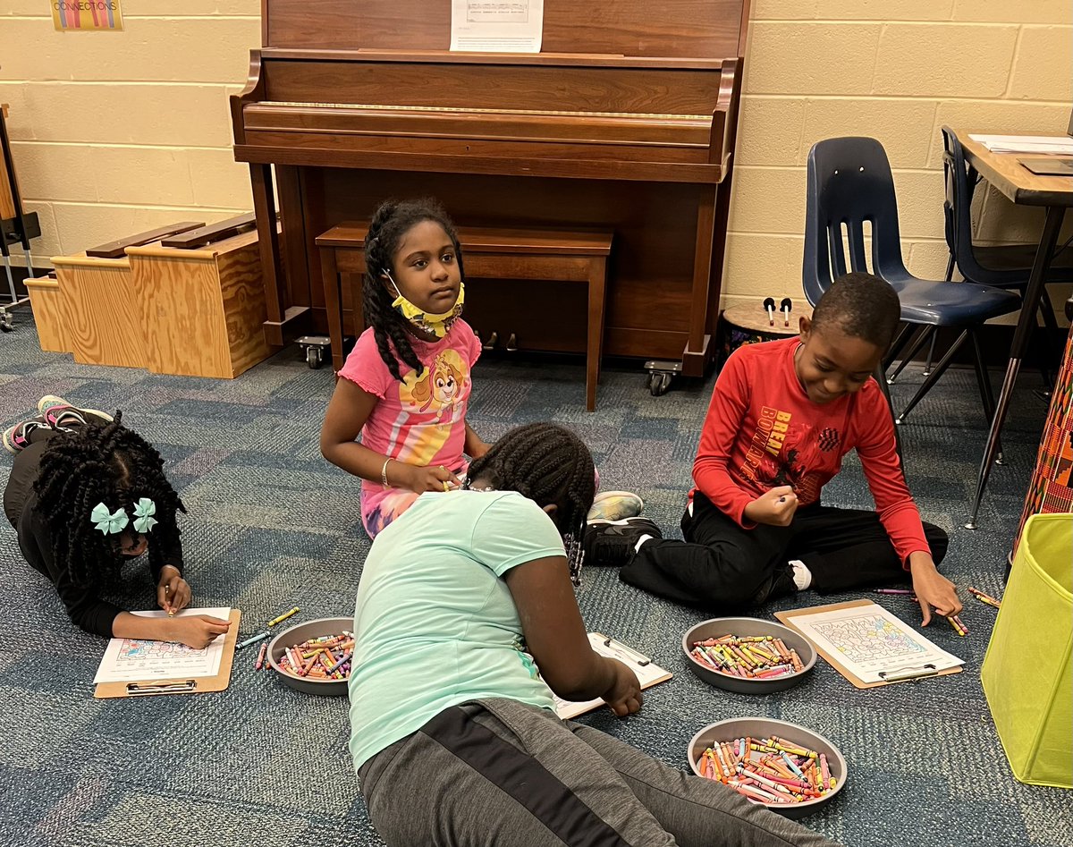 MusicHuskies's tweet photo. Second and Third grade doing music centers this week! Color by note, rhythm dice with instruments, rhythm kaboom game, and of course some book time!
@HendricksEsGA https://t.co/ZQLq4LZeFQ