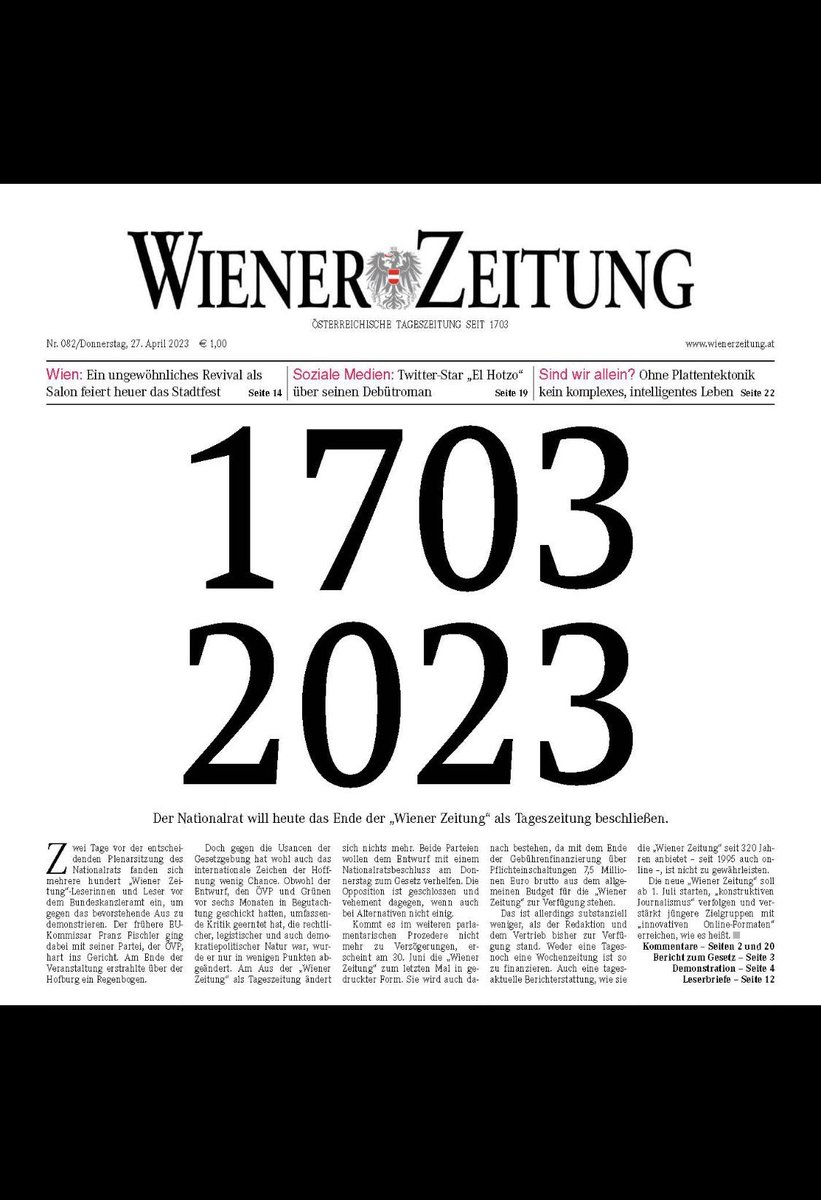 wubetcollection's tweet photo. SAD NEWS @WienerZeitung https://t.co/iwSU531TWt