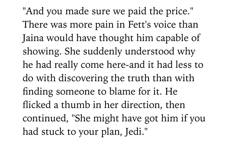 / after jango and sintas all boba really has is himself.

but then mirta shows up and you can see his perspective change and his stoicism thawing.