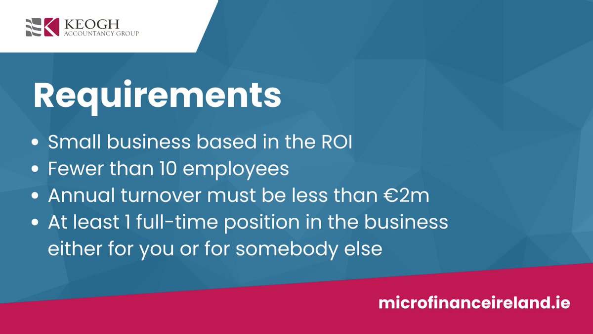 KeoghAccGroup's tweet photo. If you need funding for your business and are unable to get bank finance, Microfinance Ireland may be able to help. @Microfinanceire 

#ireland #microfinance #finance https://t.co/2N9ake3pH2