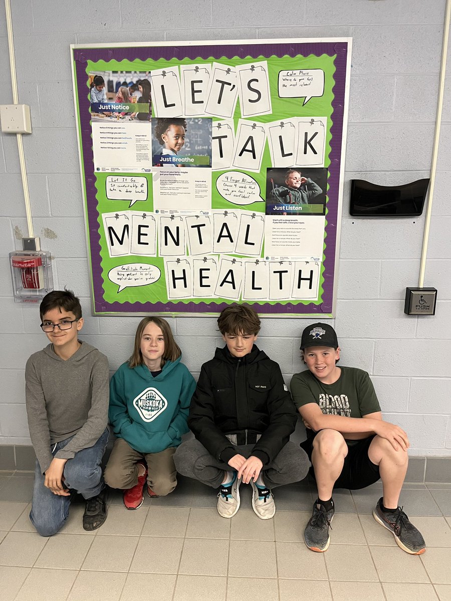 These grade 7s did a great job putting up our Mental Health and Well-being board from @TVDSBSafeSchool! Let’s Talk <a href="/WSherwoodFox/">WSherwoodFox</a>! <a href="/ms_mahood/">Britt Mahood</a>