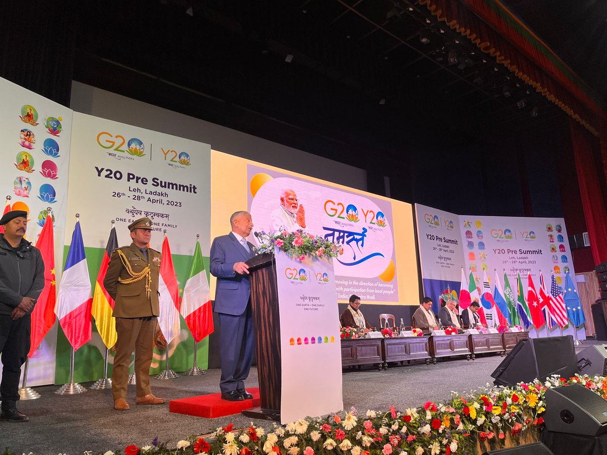 g20org's tweet photo. Day 2️⃣ at the #Youth20 pre-summit in #Leh saw discussions on ways to enhance collaboration with stakeholders to contribute towards the development of youth. @lg_ladakh spoke of Y20's push towards empowering the youth. https://t.co/PwpGD0yVzZ