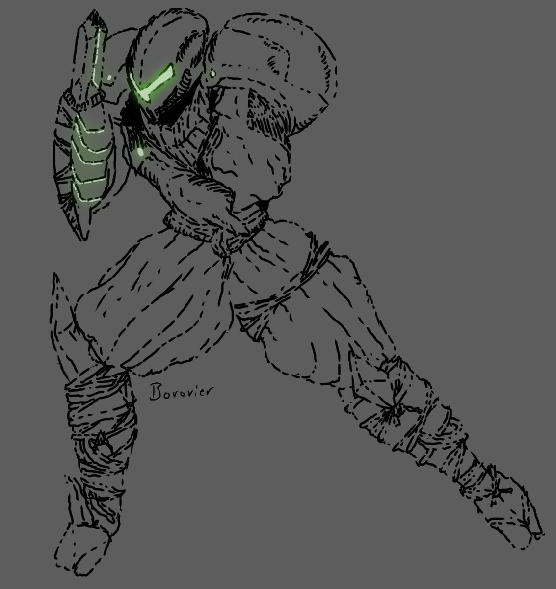 Borovier's tweet photo. Samus X Sekiro https://t.co/lZJCUegNp2