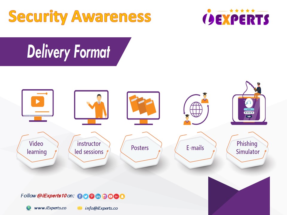 iExperts10's tweet photo. Security Awareness Delivery format⬇️
- Video Learning
- Instructor-Led sessions
- Posters
- E-mails
- Phishing Simulator

For more information, visit our website:
https://t.co/f4WSyFxeqL

#cybersecurity #cybersecurityawareness #cybercompliance #infosec #informationsecurity https://t.co/0AVUyIIDm0