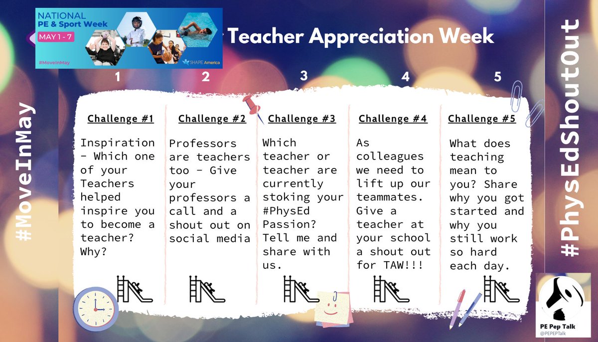 PEPEPTalk's tweet image. *Action Needed*

Next week is (May 1-7) for National Physical Education and Sport Week 

The ask - District, associations, companies, initiatives, and/or on your own, commit to sharing out the TAW Challenge. 

Are you in?

#MoveInMay #PhysEdShoutOut

docs.google.com/presentation/d…