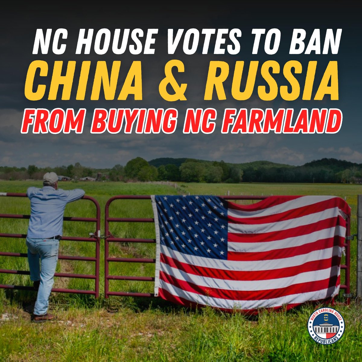 Crutchfield4NC's tweet image. The NC Farmland and Military Protection Act prohibits hostile foreign governments, like China and Russia, from buying up agricultural land and property surrounding military bases. Proud to support this bill to protect our national and food security.
#NCfarmland #ProtectFarmland