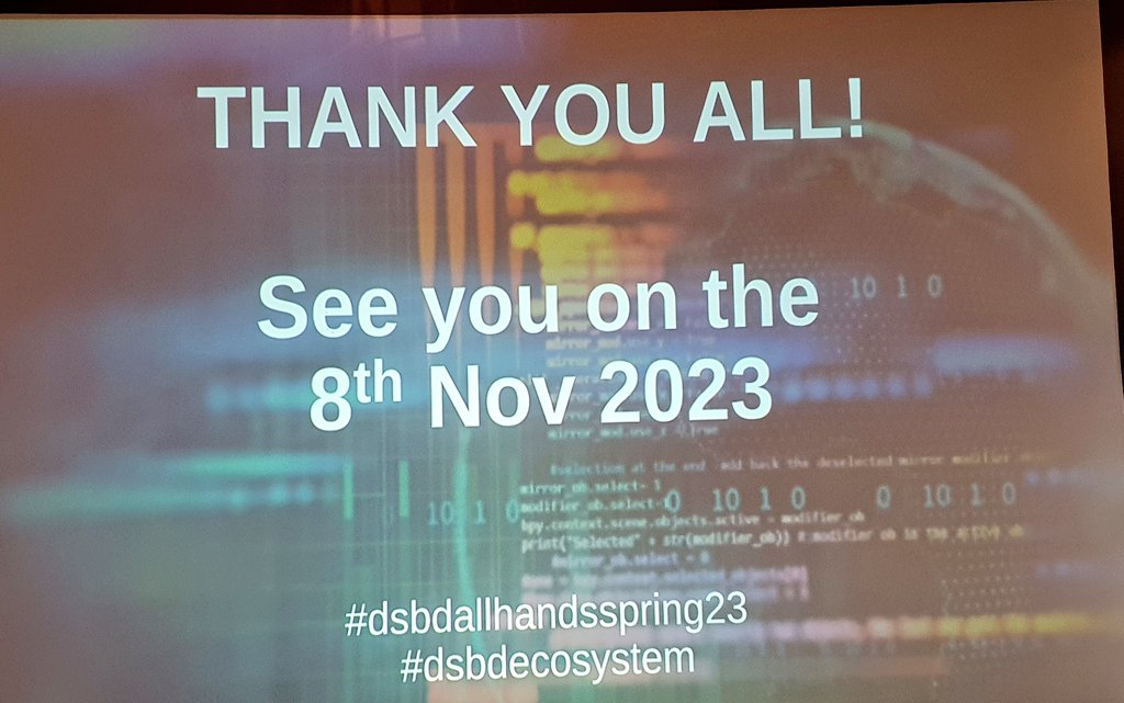 DSbDTech's tweet image. @joinson &amp;amp; Prof. John Goodacre wrap the #DSbDAllHandsApril23 #event and close by encouraging a deeper collaboration and ongoing engagement in #DSbDTech. @discribehub @UKRI_News