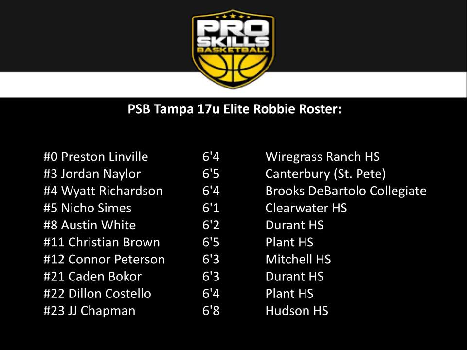 Colin Robbie (@coachcprobbie) on Twitter photo 🚨COACHES🚨
<a href="/PSBTampaBay/">Pro Skills Tampa</a> 17u Elite will be at <a href="/OntheRadarHoops/">Shun Williams</a> Sweet 16 Session II this weekend! Check us out! All games will be at Next Play 360. Schedule and roster below 👇:
<a href="/PSBelite/">PSB Elite Boys</a> 🚨COACHES🚨
<a href="/PSBTampaBay/">Pro Skills Tampa</a> 17u Elite will be at <a href="/OntheRadarHoops/">Shun Williams</a> Sweet 16 Session II this weekend! Check us out! All games will be at Next Play 360. Schedule and roster below 👇:
<a href="/PSBelite/">PSB Elite Boys</a>