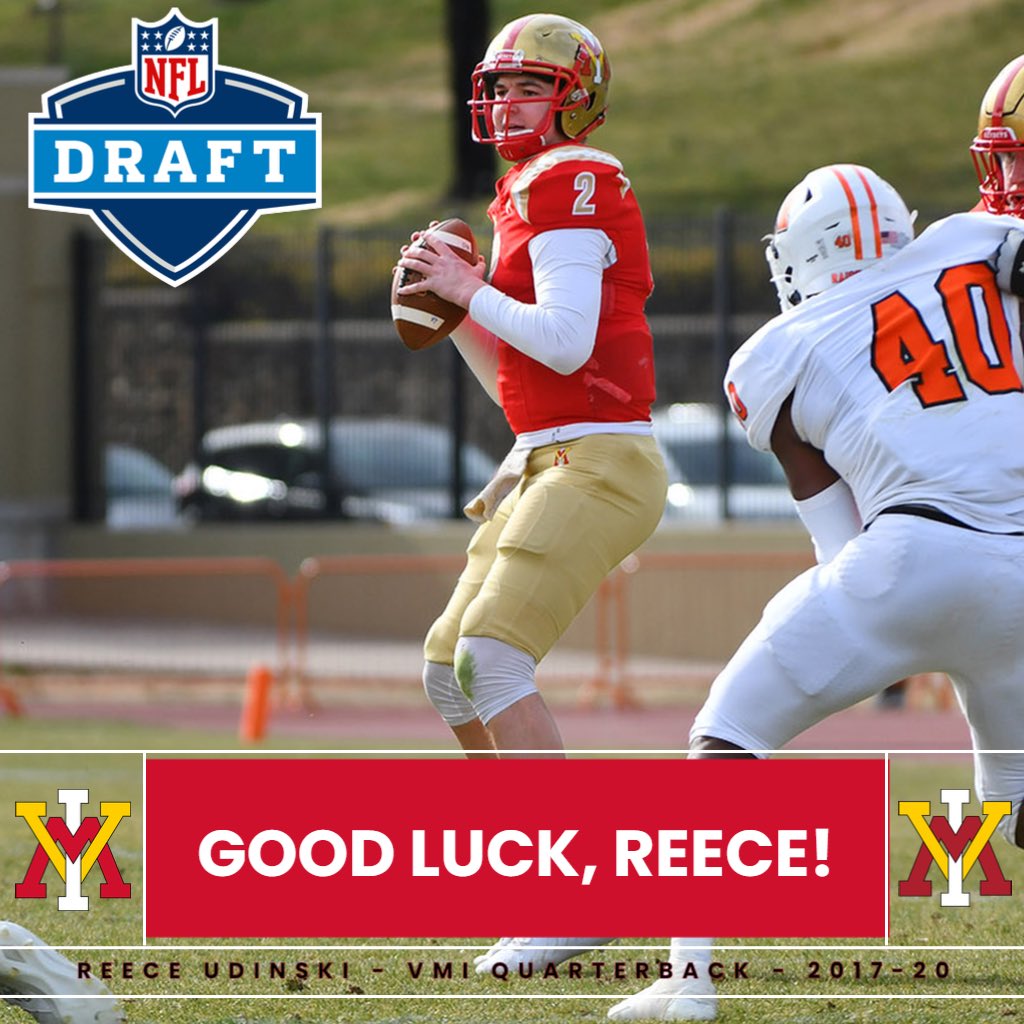 VMI_Football's tweet photo. Wishing luck to our former Keydets as the draft kicks off tonight! https://t.co/8SmJMs0MiN