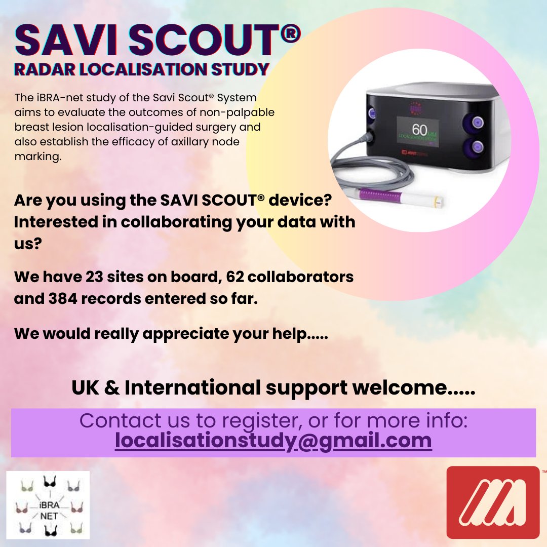 weare_iBRANET's tweet photo. Do you currently use the SAVI SCOUT localisation device? Interested in sharing your data?
Please register to join our study: https://t.co/3c56Ma8NPf
Thank you
Email: localisationstudy@gmail.com
#localisation #breastcancer #breastsurgery #saviscout https://t.co/e2Yvrh2ai1