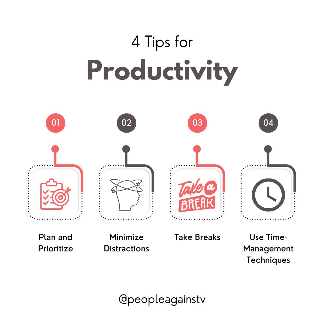 PeopleAgainstV's tweet photo. Maximizing your productivity doesn't have to be complicated. By following a few simple tips and techniques, you can work smarter, not harder, and achieve your goals with greater efficiency and ease. 💪✨ 
.
.
.
#productivitytips #timemanagement #worksmarternotharder #planahead https://t.co/C0J5fUgdvy